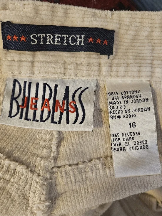 Women's Corduroy Bill Blass Cream Straight-Leg High-Waist Pants Sz 16 - Picture 2 of 5